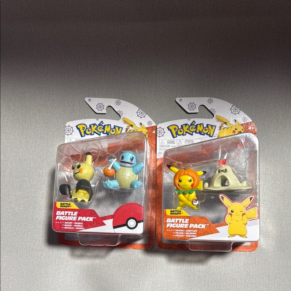 Pokemon Battle Figure Packs - Pikachu/Sandygast & Mimikyu/Squirtle Halloween